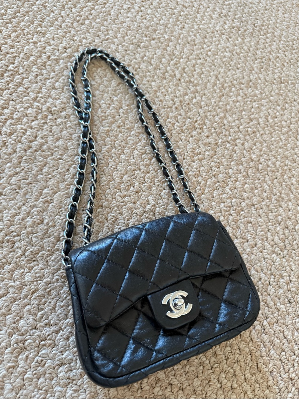 Black Quilted Leather Crossbody with Silver-Tone CC Lock - Picture 3 of 11